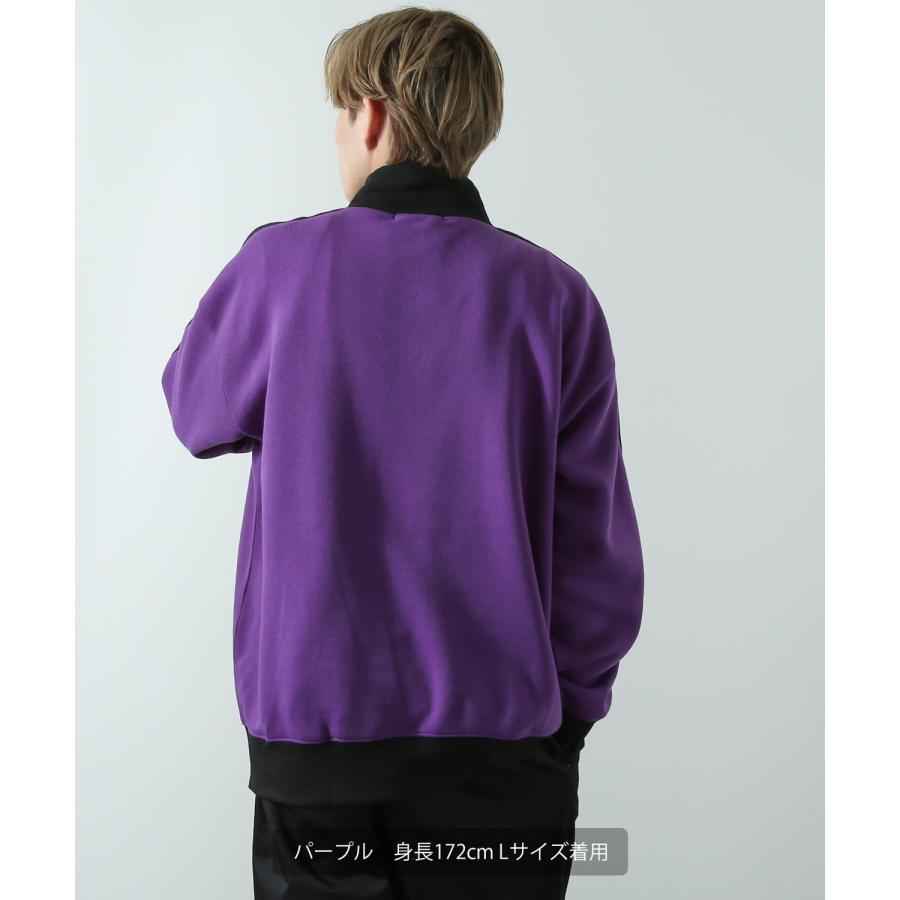 トレーナー メンズ 裏起毛 ライン袖 ハーフジップ ワンポイント ロゴ 刺しゅう 大きいサイズ オーバーサイズ ストリート カジュアル 古着MIX レトロ 韓国 | improves | 17