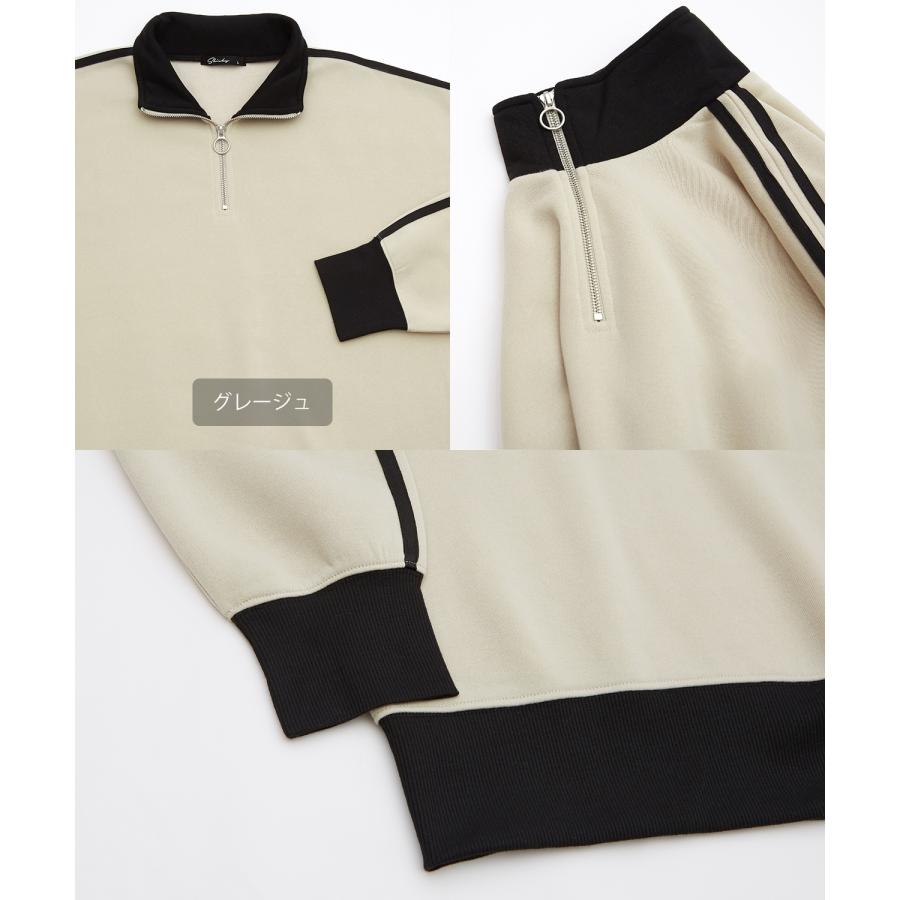 トレーナー メンズ 裏起毛 ライン袖 ハーフジップ ワンポイント ロゴ 刺しゅう 大きいサイズ オーバーサイズ ストリート カジュアル 古着MIX レトロ 韓国 | improves | 22