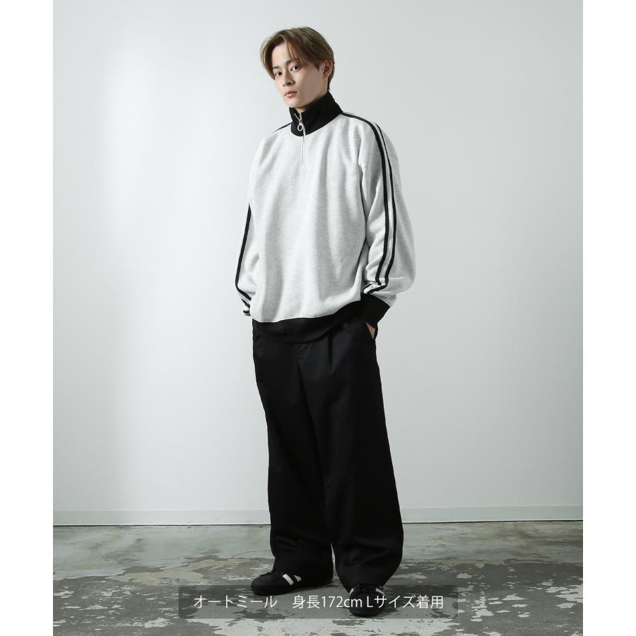 トレーナー メンズ 裏起毛 ライン袖 ハーフジップ ワンポイント ロゴ 刺しゅう 大きいサイズ オーバーサイズ ストリート カジュアル 古着MIX レトロ 韓国 | improves | 11