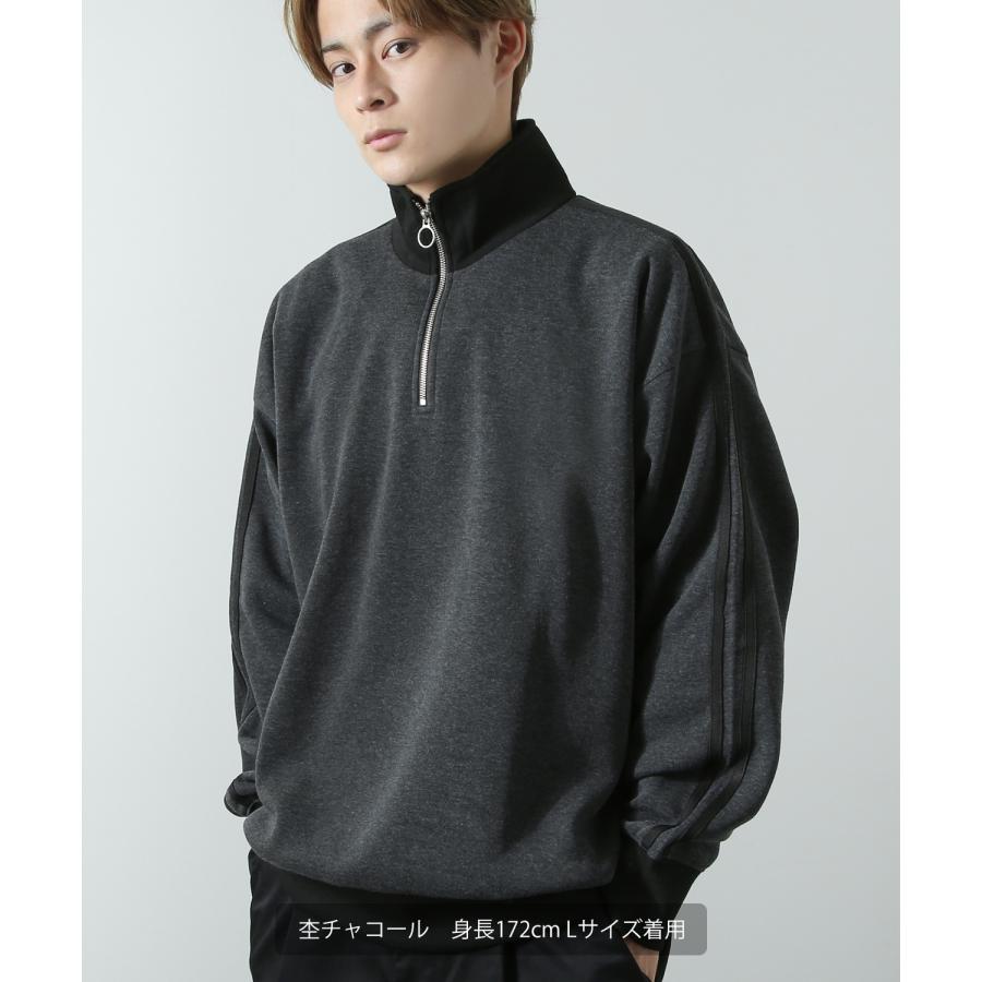 トレーナー メンズ 裏起毛 ライン袖 ハーフジップ ワンポイント ロゴ 刺しゅう 大きいサイズ オーバーサイズ ストリート カジュアル 古着MIX レトロ 韓国 | improves | 12