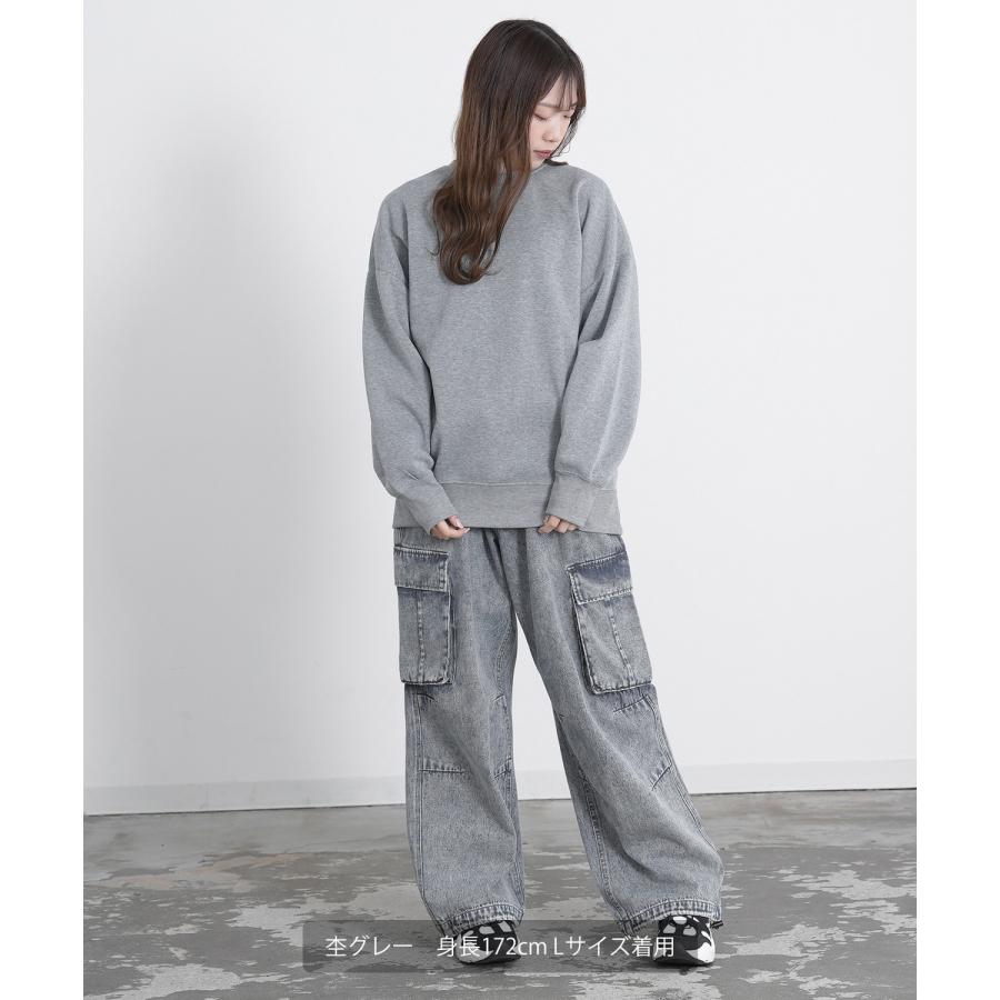 トレーナー メンズ コットンタッチ 裏起毛 無地 スウェット クルーネック ドルマンスリーブ オーバーサイズ 大きめ ストリート シンプル スケーター 韓国 | improves | 18