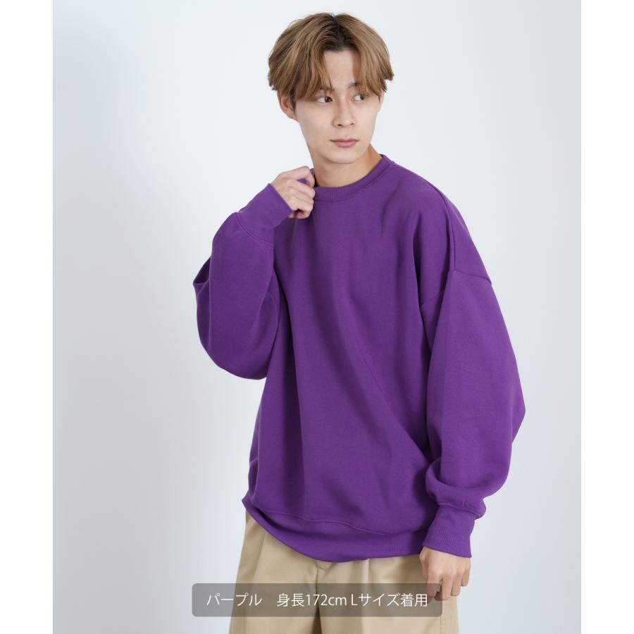 トレーナー メンズ コットンタッチ 裏起毛 無地 スウェット クルーネック ドルマンスリーブ オーバーサイズ 大きめ ストリート シンプル スケーター 韓国 | improves | 06