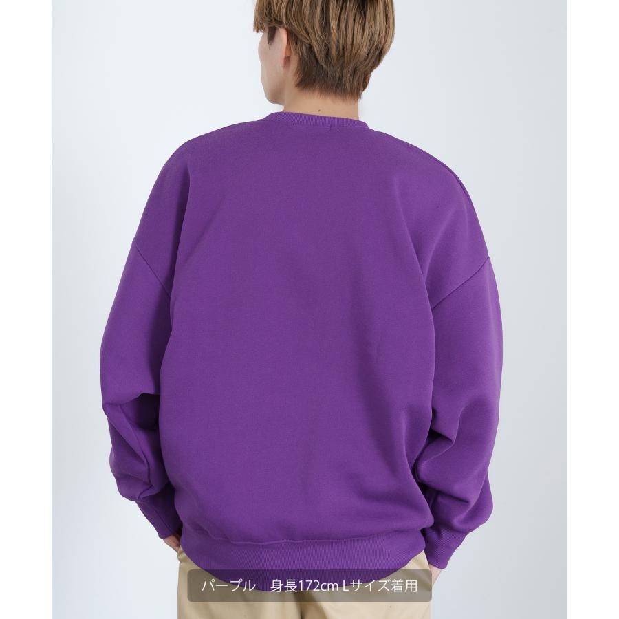 トレーナー メンズ コットンタッチ 裏起毛 無地 スウェット クルーネック ドルマンスリーブ オーバーサイズ 大きめ ストリート シンプル スケーター 韓国 | improves | 07