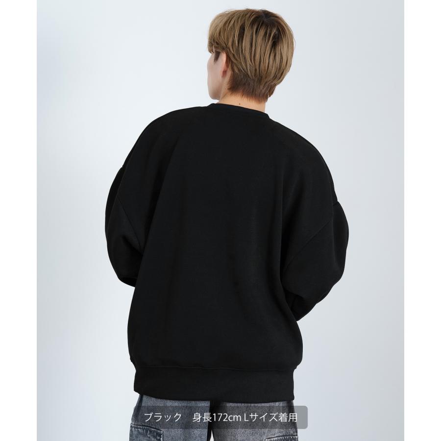 トレーナー メンズ コットンタッチ 裏起毛 無地 スウェット クルーネック ドルマンスリーブ オーバーサイズ 大きめ ストリート シンプル スケーター 韓国 | improves | 09