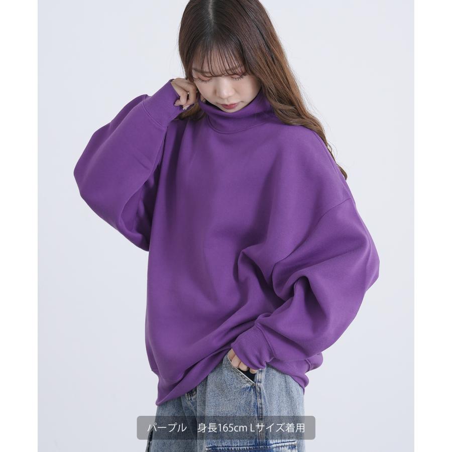 トレーナー メンズ コットンタッチ 裏起毛 無地 スウェット ハイネック ドルマンスリーブ オーバーサイズ 大きめ ストリート シンプル スケーター 韓国 | improves | 16