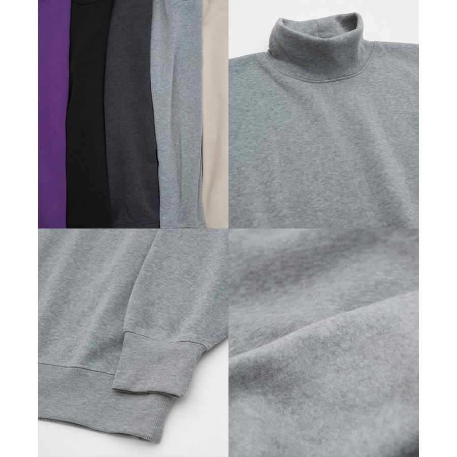 トレーナー メンズ コットンタッチ 裏起毛 無地 スウェット ハイネック ドルマンスリーブ オーバーサイズ 大きめ ストリート シンプル スケーター 韓国 | improves | 24