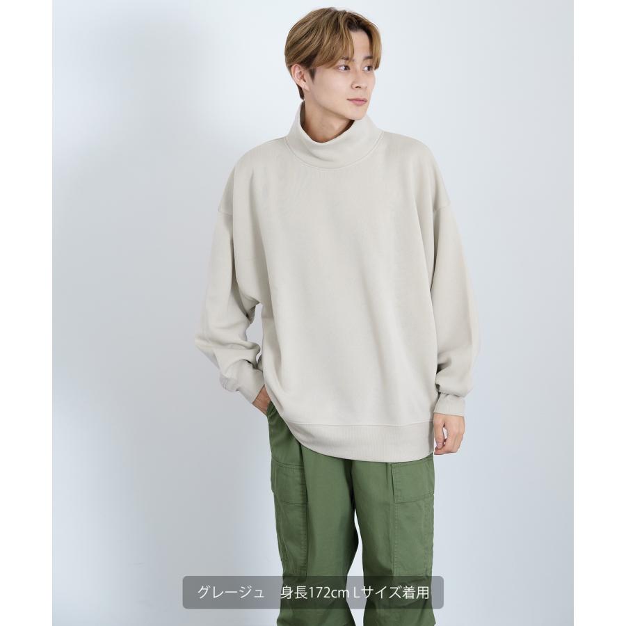 トレーナー メンズ コットンタッチ 裏起毛 無地 スウェット ハイネック ドルマンスリーブ オーバーサイズ 大きめ ストリート シンプル スケーター 韓国 | improves | 07