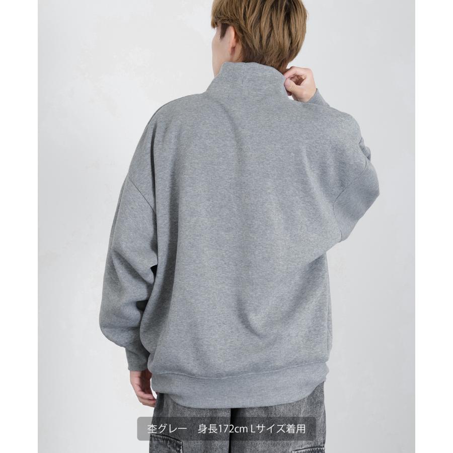 トレーナー メンズ コットンタッチ 裏起毛 無地 スウェット ハイネック ドルマンスリーブ オーバーサイズ 大きめ ストリート シンプル スケーター 韓国 | improves | 10