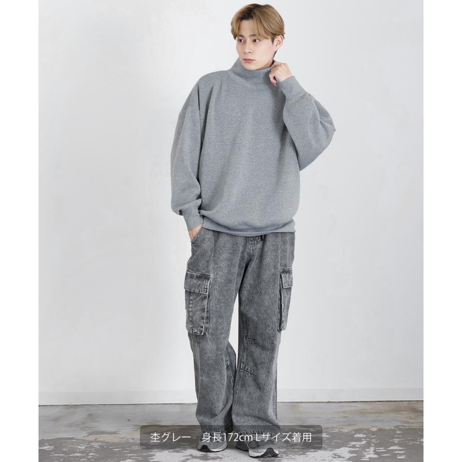 トレーナー メンズ コットンタッチ 裏起毛 無地 スウェット ハイネック ドルマンスリーブ オーバーサイズ 大きめ ストリート シンプル スケーター 韓国 | improves | 11