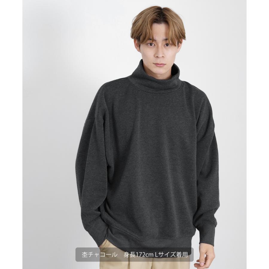 トレーナー メンズ コットンタッチ 裏起毛 無地 スウェット ハイネック ドルマンスリーブ オーバーサイズ 大きめ ストリート シンプル スケーター 韓国 | improves | 13