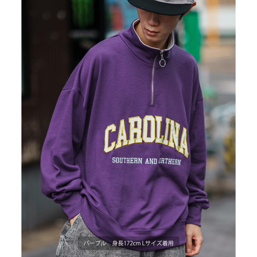 トレーナー メンズ ハーフジップ 裏毛スウェット カレッジロゴ 刺しゅう ツイルロゴ ビッグサイズ オーバーサイズ 古着MIX アメカジ ストリート スケーター | improves | 16