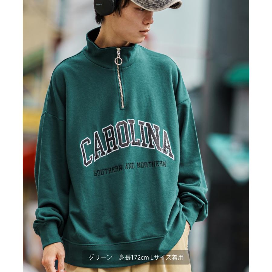 トレーナー メンズ ハーフジップ 裏毛スウェット カレッジロゴ 刺しゅう ツイルロゴ ビッグサイズ オーバーサイズ 古着MIX アメカジ ストリート スケーター | improves | 19