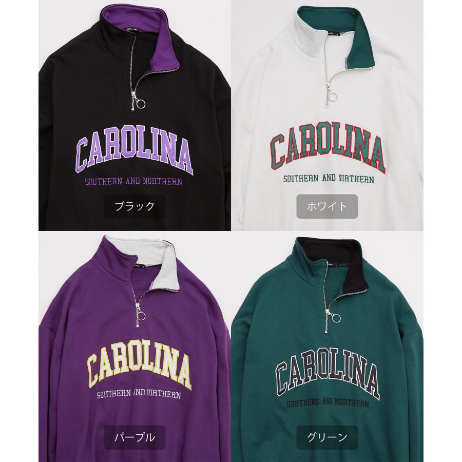 トレーナー メンズ ハーフジップ 裏毛スウェット カレッジロゴ 刺しゅう ツイルロゴ ビッグサイズ オーバーサイズ 古着MIX アメカジ ストリート スケーター | improves | 22