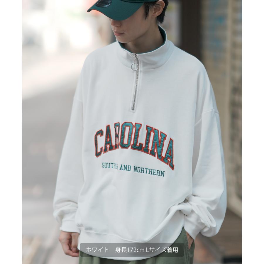 トレーナー メンズ ハーフジップ 裏毛スウェット カレッジロゴ 刺しゅう ツイルロゴ ビッグサイズ オーバーサイズ 古着MIX アメカジ ストリート スケーター | improves | 06