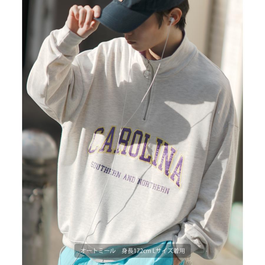 トレーナー メンズ ハーフジップ 裏毛スウェット カレッジロゴ 刺しゅう ツイルロゴ ビッグサイズ オーバーサイズ 古着MIX アメカジ ストリート スケーター | improves | 13