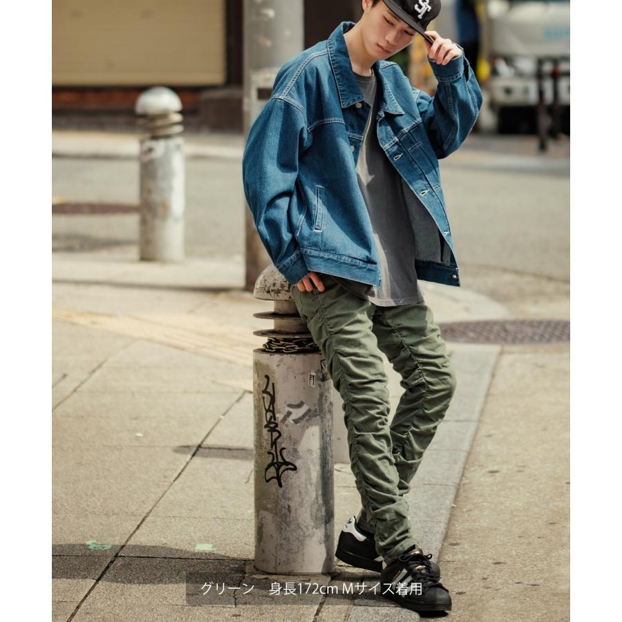 デニムパンツ メンズ スリムパンツ スキニー ストレッチ カラーデニム ジーンズ クシュクシュ 5P コットン ストリート アメカジ カジュアル 韓国ファッション | improves | 21