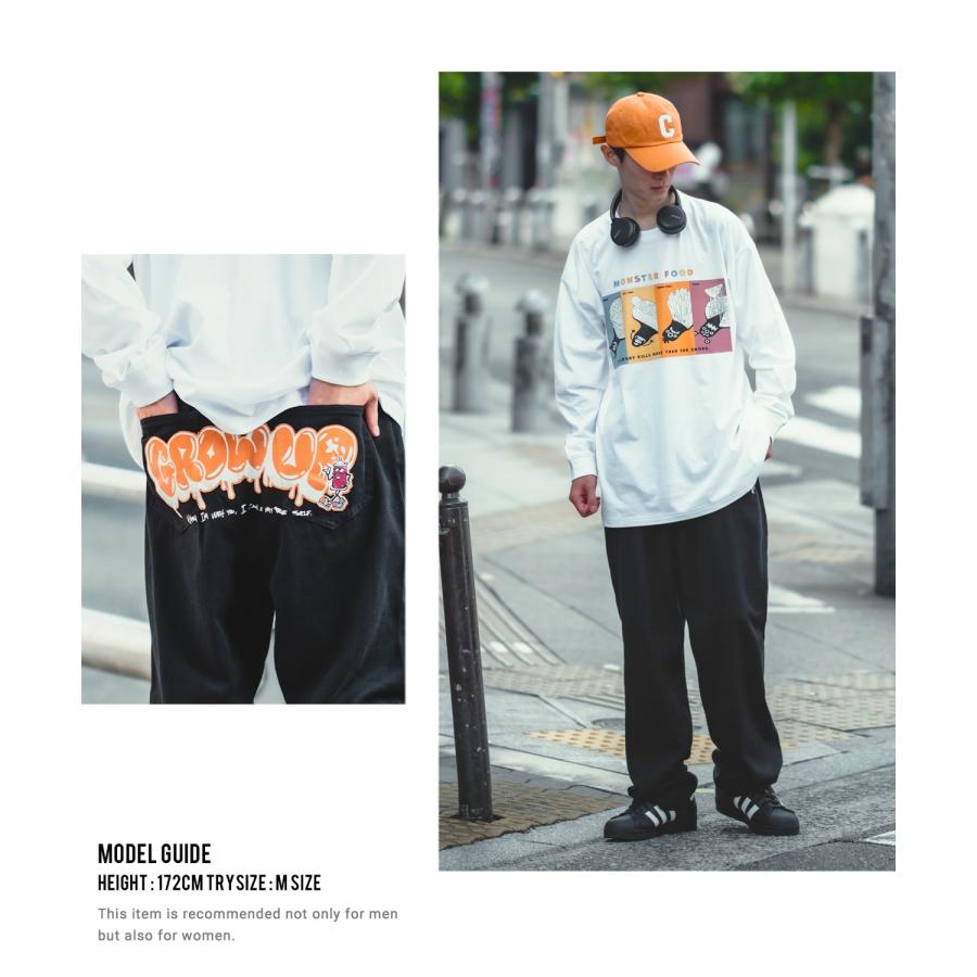 バギーパンツ メンズ ヒッププリント バックプリント ワイドパンツ デニム ツイル イージーパンツ ジーンズ タギング 大きめ アメカジ スケーター ストリート | improves | 17