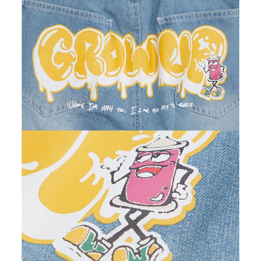 バギーパンツ メンズ ヒッププリント バックプリント ワイドパンツ デニム ツイル イージーパンツ ジーンズ タギング 大きめ アメカジ スケーター ストリート | improves | 21