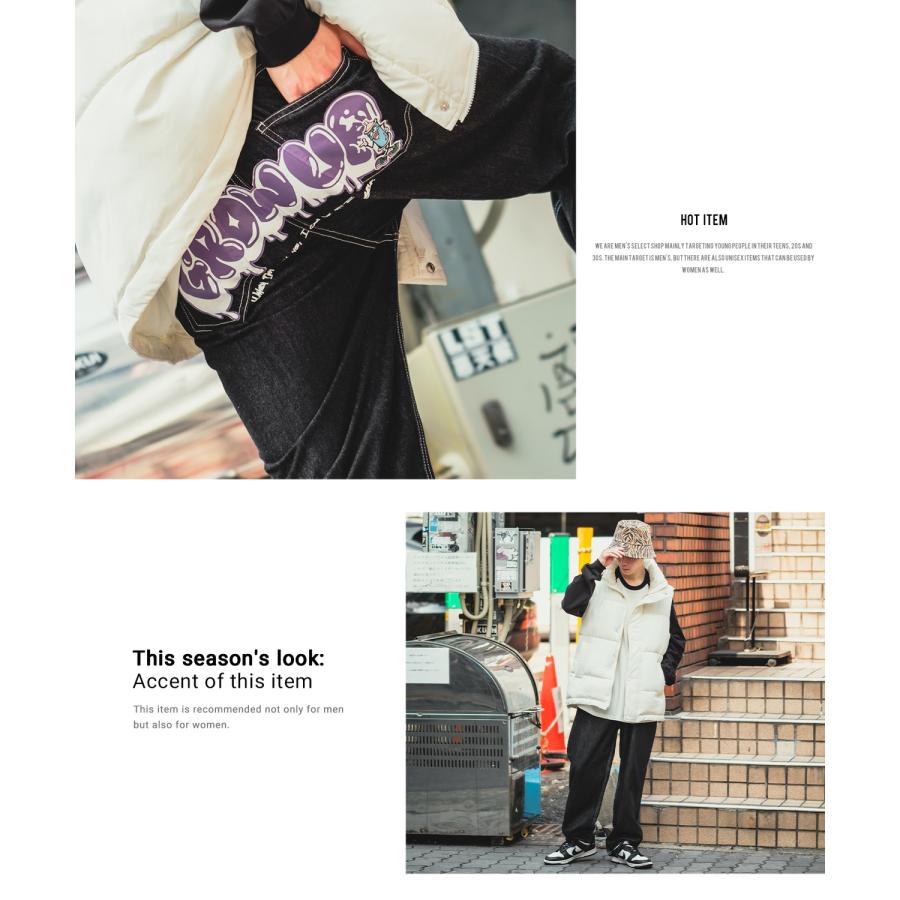 バギーパンツ メンズ ヒッププリント バックプリント ワイドパンツ デニム ツイル イージーパンツ ジーンズ タギング 大きめ アメカジ スケーター ストリート | improves | 10