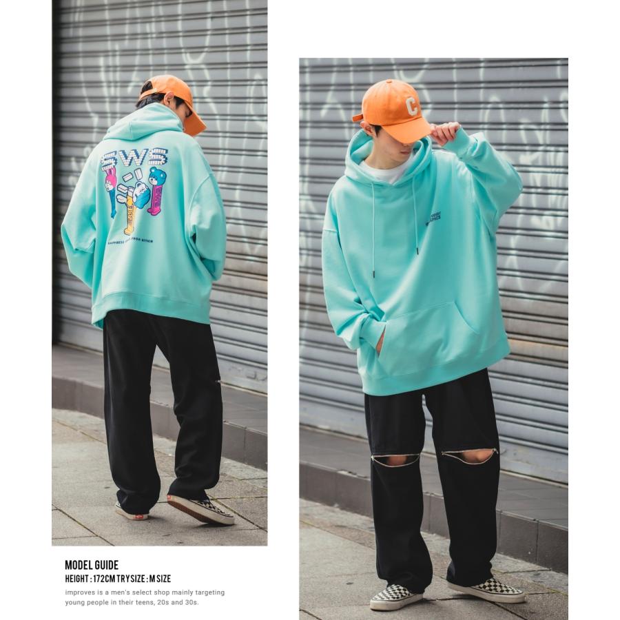 バギーパンツ メンズ ケミカルウォッシュ ZIP ファスナー デニムパンツ ツイルパンツ ワイドパンツ ジーンズ デザインパンツ 大きめ スケーター ストリート | improves | 07