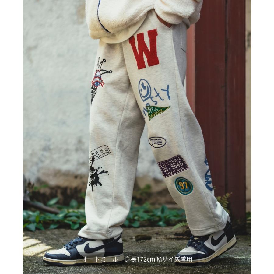 スウェットパンツ メンズ ワッペン 刺しゅう 裏毛 リブパンツ ジョガーパンツ スエット オーバーサイズ シンプル スポーティー ストリート スケーター | improves | 13