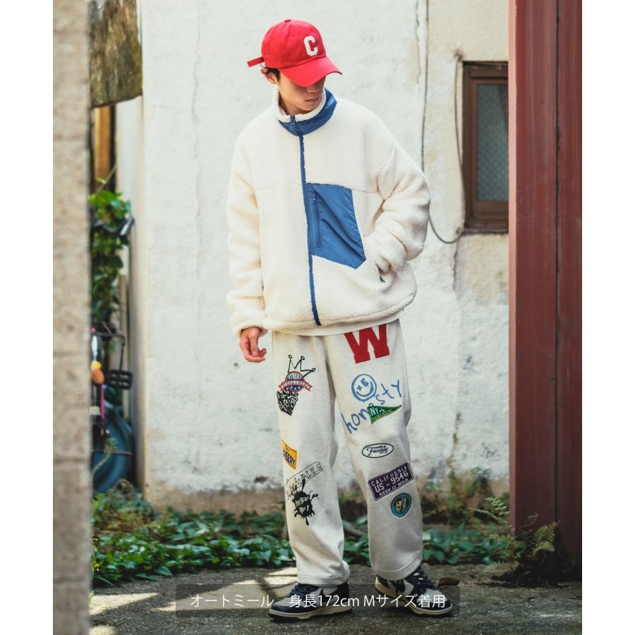 スウェットパンツ メンズ ワッペン 刺しゅう 裏毛 リブパンツ ジョガーパンツ スエット オーバーサイズ シンプル スポーティー ストリート スケーター | improves | 16