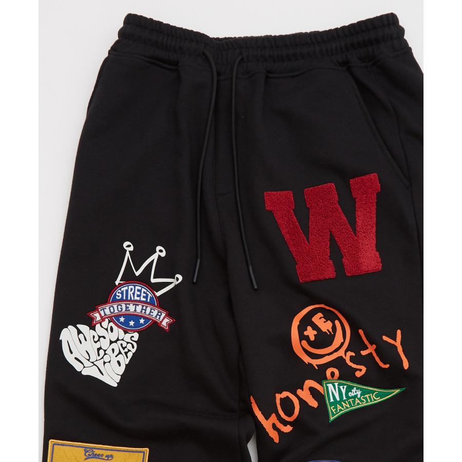 スウェットパンツ メンズ ワッペン 刺しゅう 裏毛 リブパンツ ジョガーパンツ スエット オーバーサイズ シンプル スポーティー ストリート スケーター | improves | 18