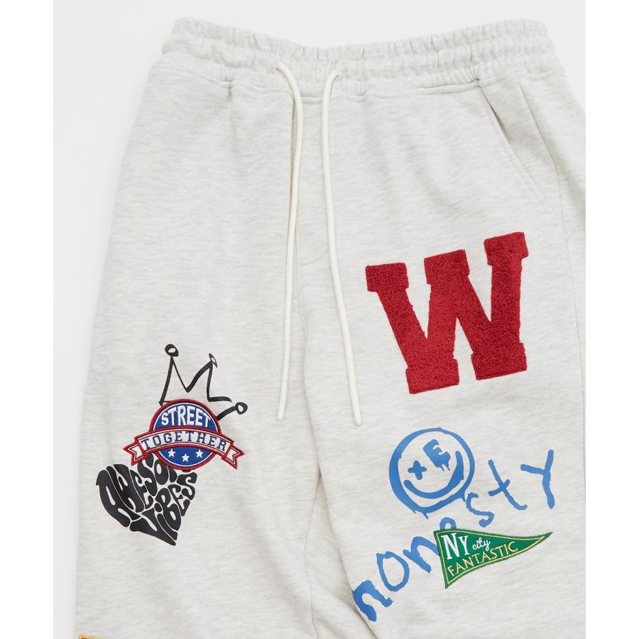 スウェットパンツ メンズ ワッペン 刺しゅう 裏毛 リブパンツ ジョガーパンツ スエット オーバーサイズ シンプル スポーティー ストリート スケーター | improves | 19