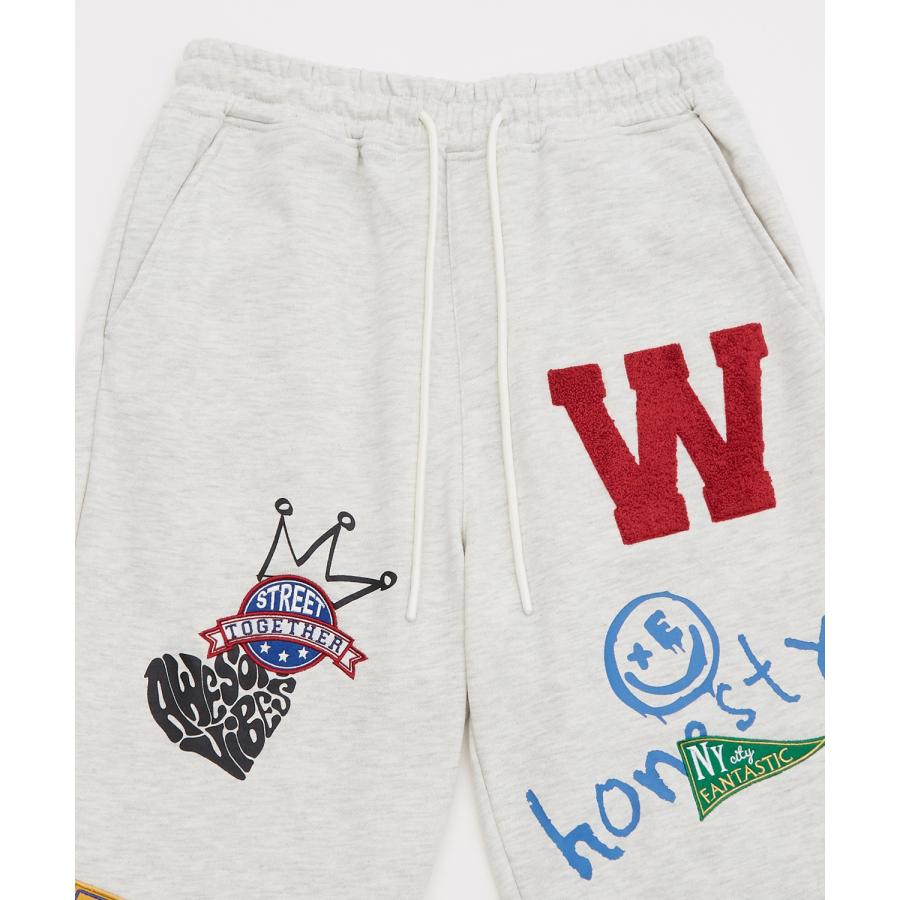 スウェットパンツ メンズ ワッペン 刺しゅう 裏毛 リブパンツ ジョガーパンツ スエット オーバーサイズ シンプル スポーティー ストリート スケーター | improves | 20