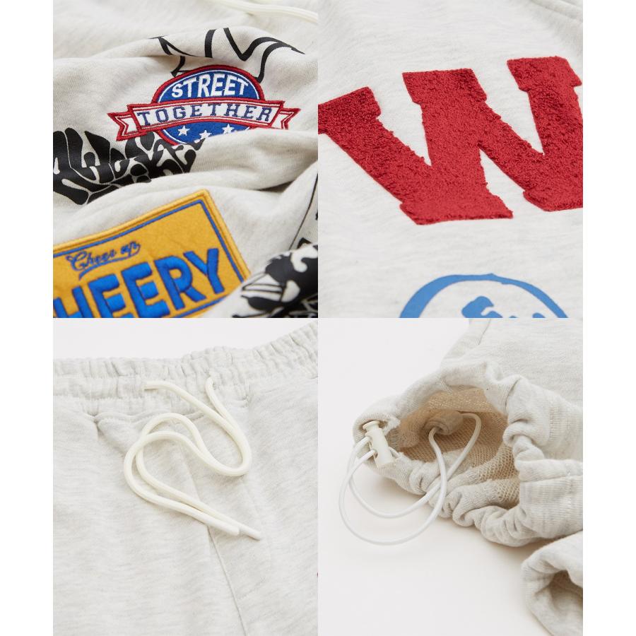 スウェットパンツ メンズ ワッペン 刺しゅう 裏毛 リブパンツ ジョガーパンツ スエット オーバーサイズ シンプル スポーティー ストリート スケーター | improves | 22