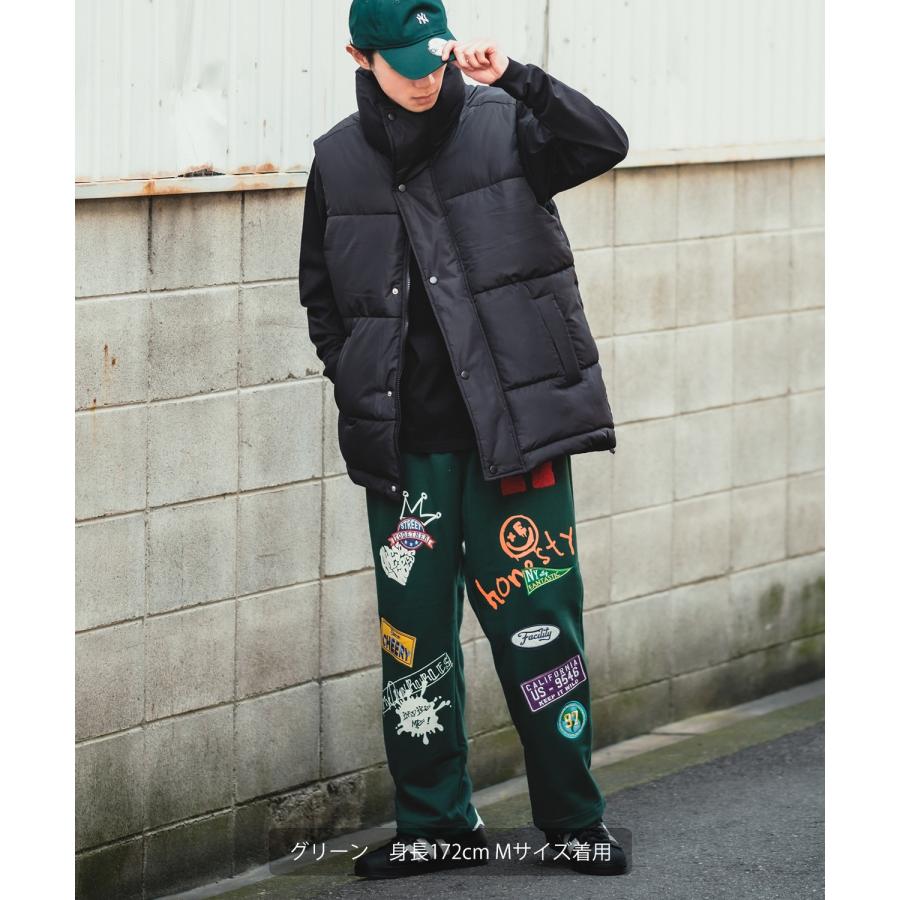 スウェットパンツ メンズ ワッペン 刺しゅう 裏毛 リブパンツ ジョガーパンツ スエット オーバーサイズ シンプル スポーティー ストリート スケーター | improves | 08