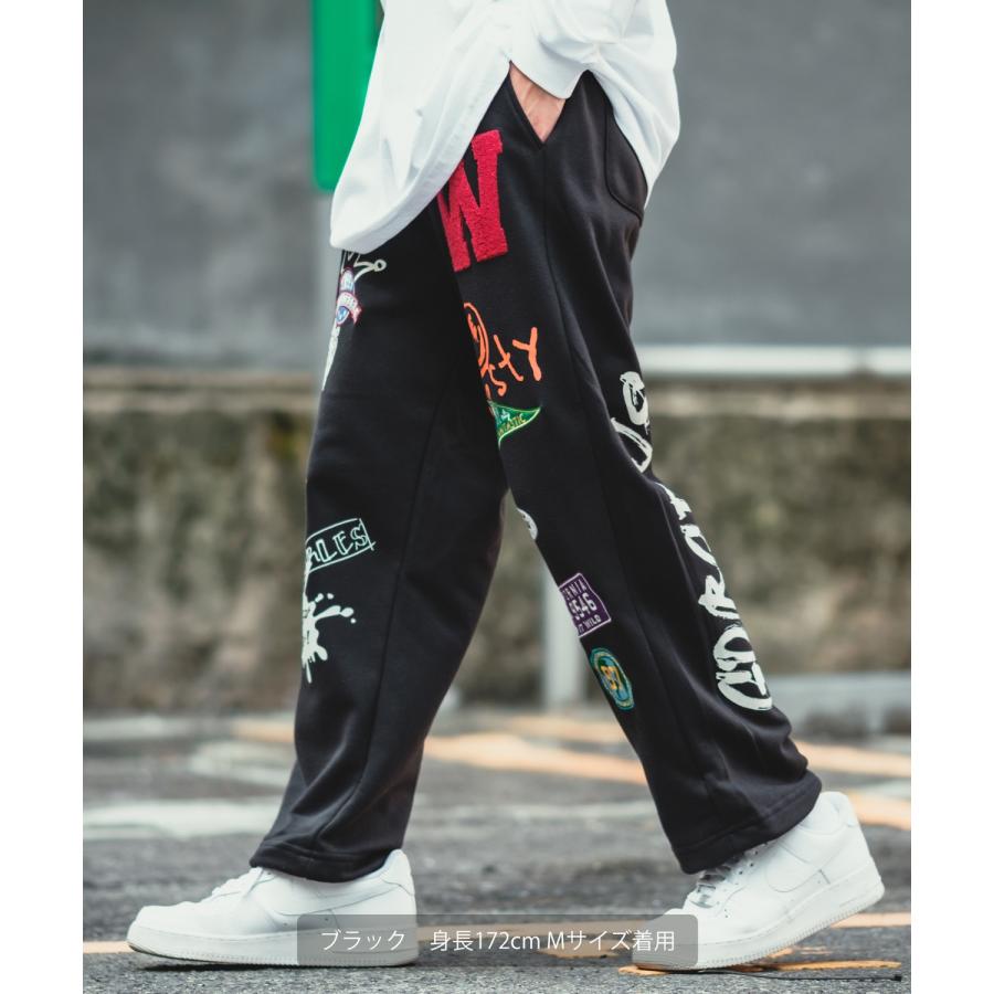 スウェットパンツ メンズ ワッペン 刺しゅう 裏毛 リブパンツ ジョガーパンツ スエット オーバーサイズ シンプル スポーティー ストリート スケーター | improves | 09