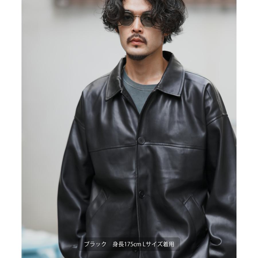 ライダースレザージャケットグレーメンズMサイズ相当ポケット多数24時間発送 improves ジャケット メンズ PU A-2 レザーライダースジャケット