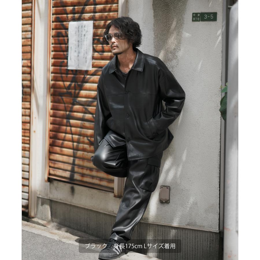 improves カーコート メンズ PU レザージャケット ライダース