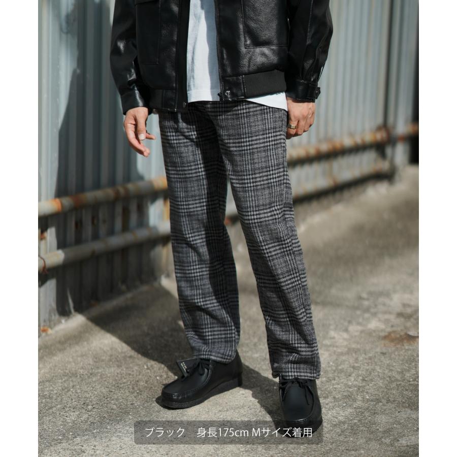 スラックス メンズ イージーパンツ グレンチェック 千鳥格子 テーパード 細身 イギリス トラッド シンプル ベーシック カジュアル ストリート きれいめ | improves | 03