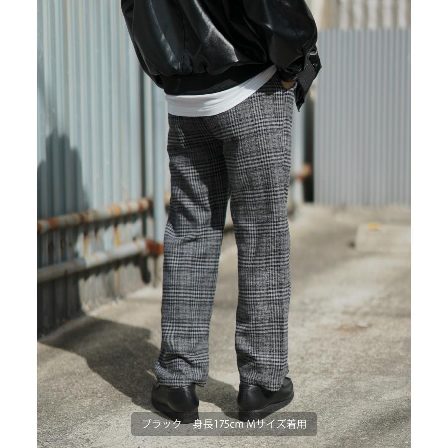 スラックス メンズ イージーパンツ グレンチェック 千鳥格子 テーパード 細身 イギリス トラッド シンプル ベーシック カジュアル ストリート きれいめ | improves | 06