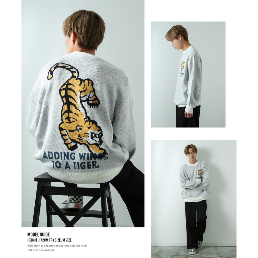 ニットセーター メンズ クルーネック グラフィック ジャガード オーバーサイズ ビッグサイズ 大きいサイズ ゆったり カジュアル ストリート アメカジ 韓国 | improves | 17