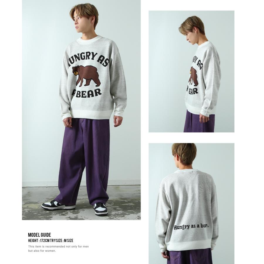 ニットセーター メンズ クルーネック グラフィック ジャガード オーバーサイズ ビッグサイズ 大きいサイズ ゆったり カジュアル ストリート アメカジ 韓国 | improves | 22