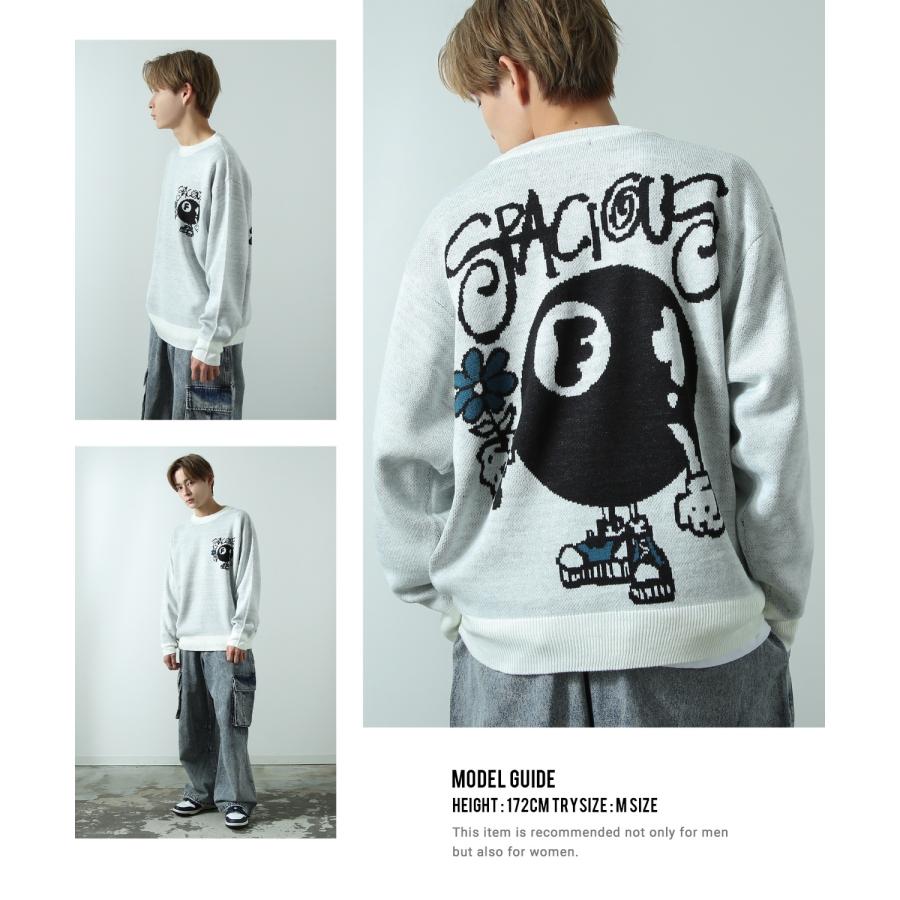 ニットセーター メンズ クルーネック グラフィック ジャガード オーバーサイズ ビッグサイズ 大きいサイズ ゆったり カジュアル ストリート アメカジ 韓国 | improves | 11
