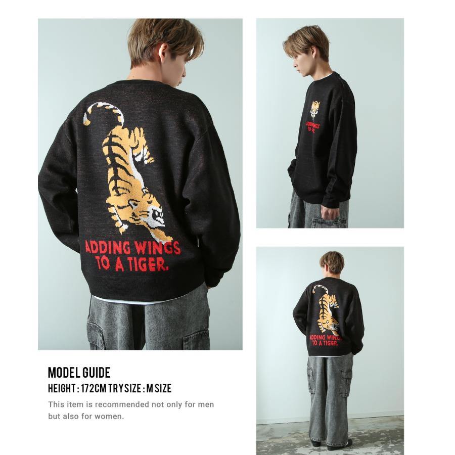 ニットセーター メンズ クルーネック グラフィック ジャガード オーバーサイズ ビッグサイズ 大きいサイズ ゆったり カジュアル ストリート アメカジ 韓国 | improves | 14