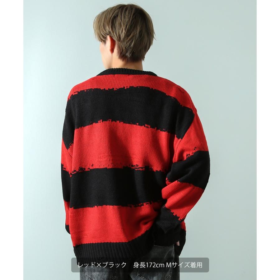 machatt ボーダークルーネックニット（グレー×レッド） machatt ボーダークルーネックニット（グレー×レッド）