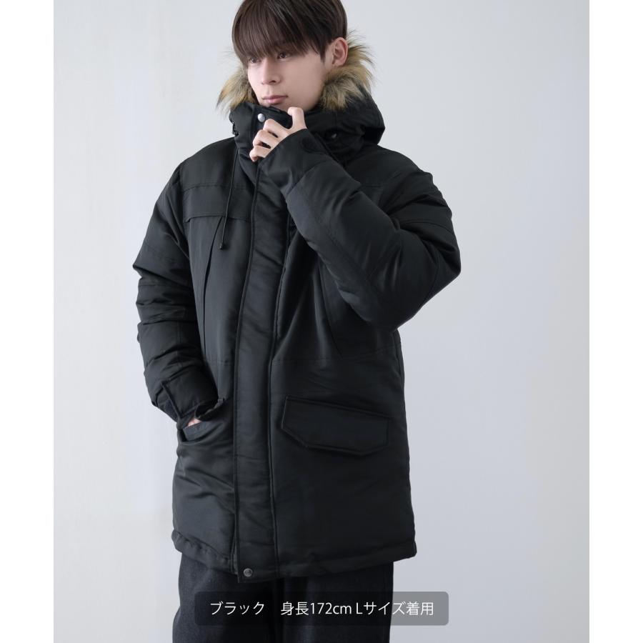 エコダウンジャケット メンズ レディース 中綿 タスラン ファーパーカー ダウンコート ミリタリー アウター 防寒 オーバーサイズ カジュアル アメカジ | improves | 05