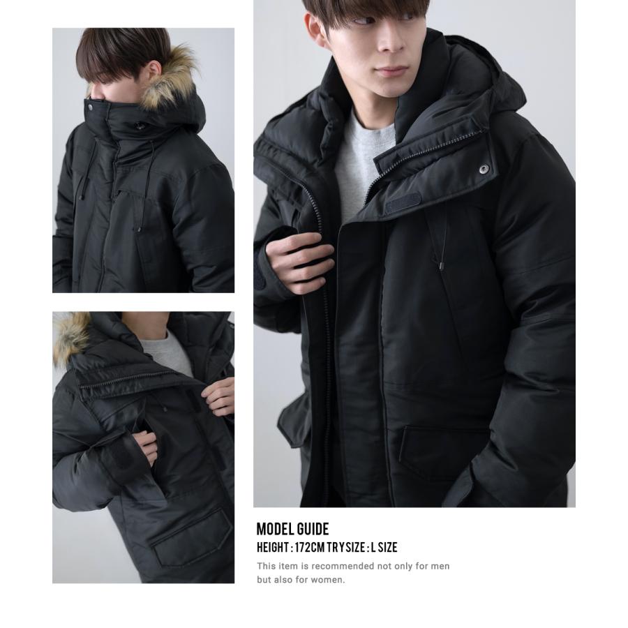 エコダウンジャケット メンズ レディース 中綿 タスラン ファーパーカー ダウンコート ミリタリー アウター 防寒 オーバーサイズ カジュアル アメカジ | improves | 09