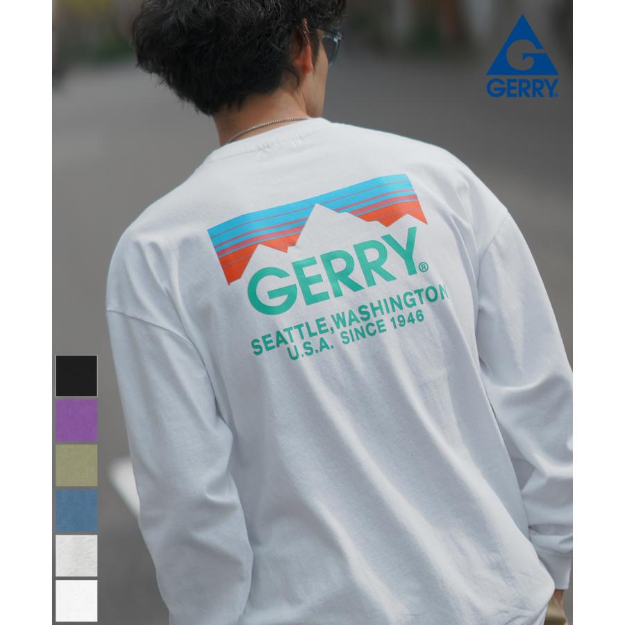 長袖Tシャツ メンズ GERRY ジェリー 別注プリント ロンT カットソー バックプリント ワンポイントプリント アウトドア ストリート アメカジ | GERRY