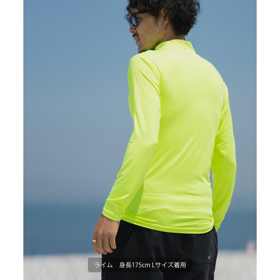 ラッシュガード メンズ 長袖 Tシャツ モックネック 水着 海水浴  アメカジ カジュアル サーフ サーファー ストリート 西海岸 大人カジュアル ホワイト ブラック | improves | 17