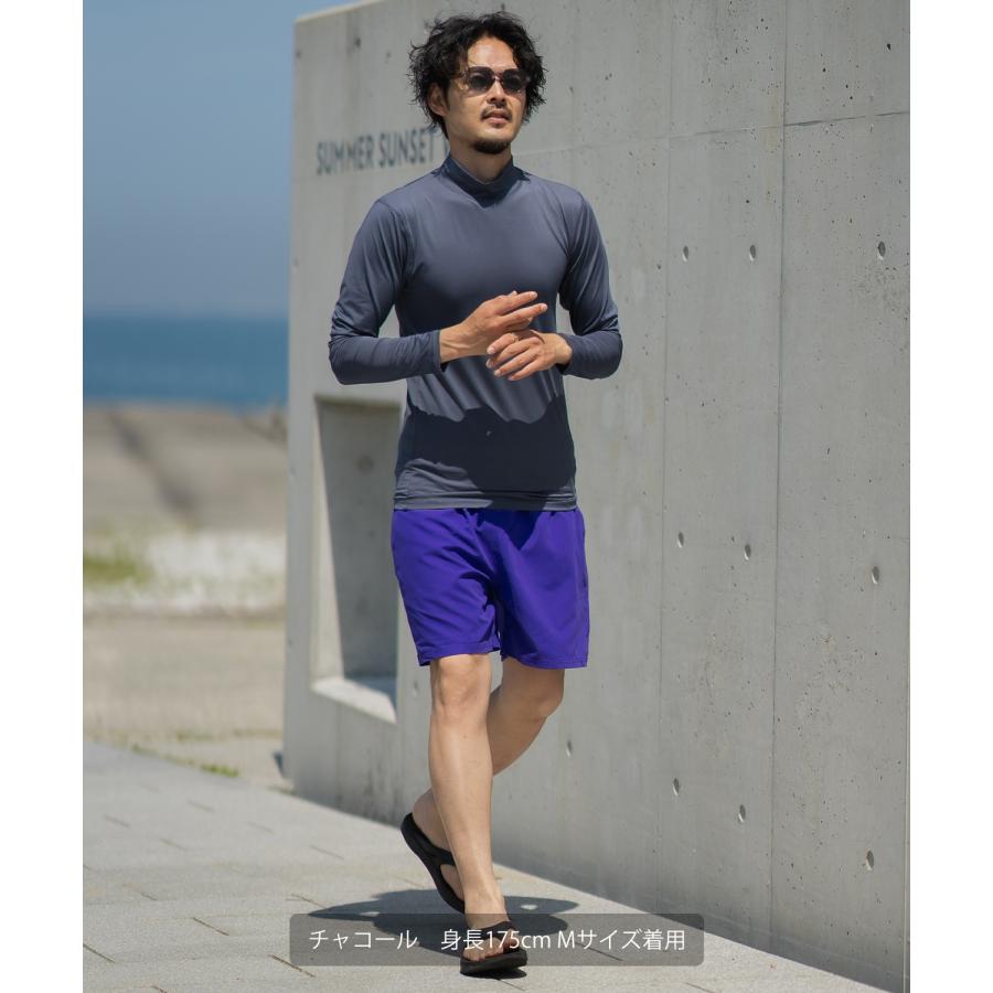ラッシュガード メンズ 長袖 Tシャツ モックネック 水着 海水浴  アメカジ カジュアル サーフ サーファー ストリート 西海岸 大人カジュアル ホワイト ブラック | improves | 21