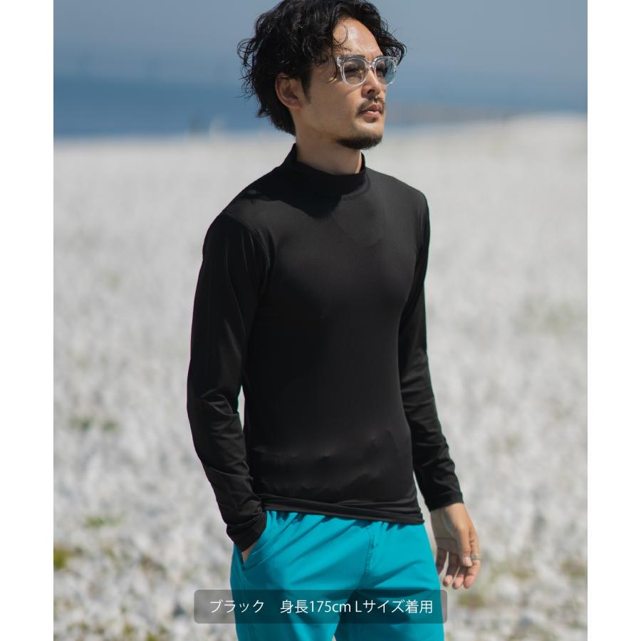 ラッシュガード メンズ 長袖 Tシャツ モックネック 水着 海水浴  アメカジ カジュアル サーフ サーファー ストリート 西海岸 大人カジュアル ホワイト ブラック | improves | 06