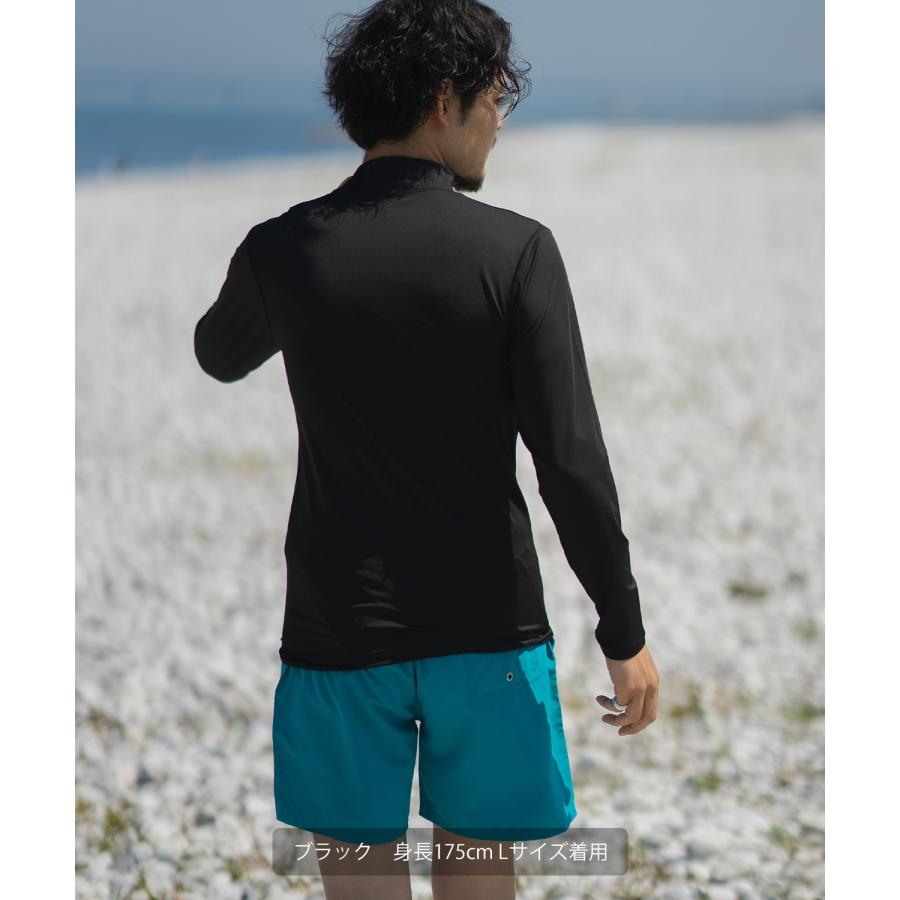 ラッシュガード メンズ 長袖 Tシャツ モックネック 水着 海水浴  アメカジ カジュアル サーフ サーファー ストリート 西海岸 大人カジュアル ホワイト ブラック | improves | 07