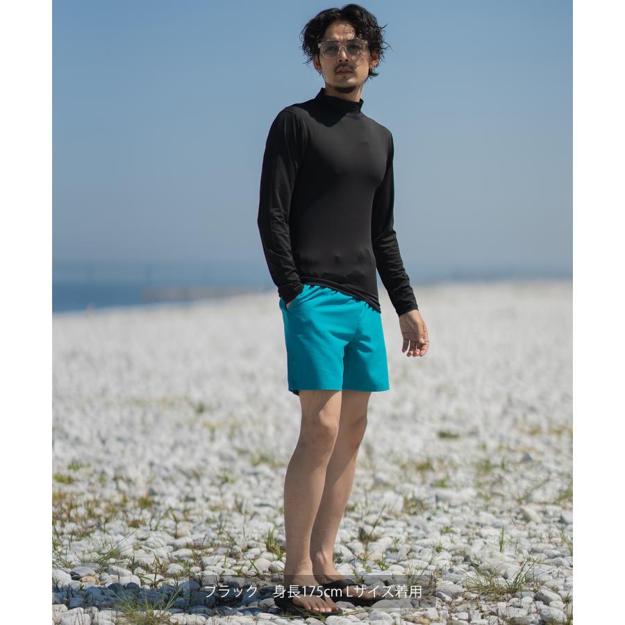 ラッシュガード メンズ 長袖 Tシャツ モックネック 水着 海水浴  アメカジ カジュアル サーフ サーファー ストリート 西海岸 大人カジュアル ホワイト ブラック | improves | 08