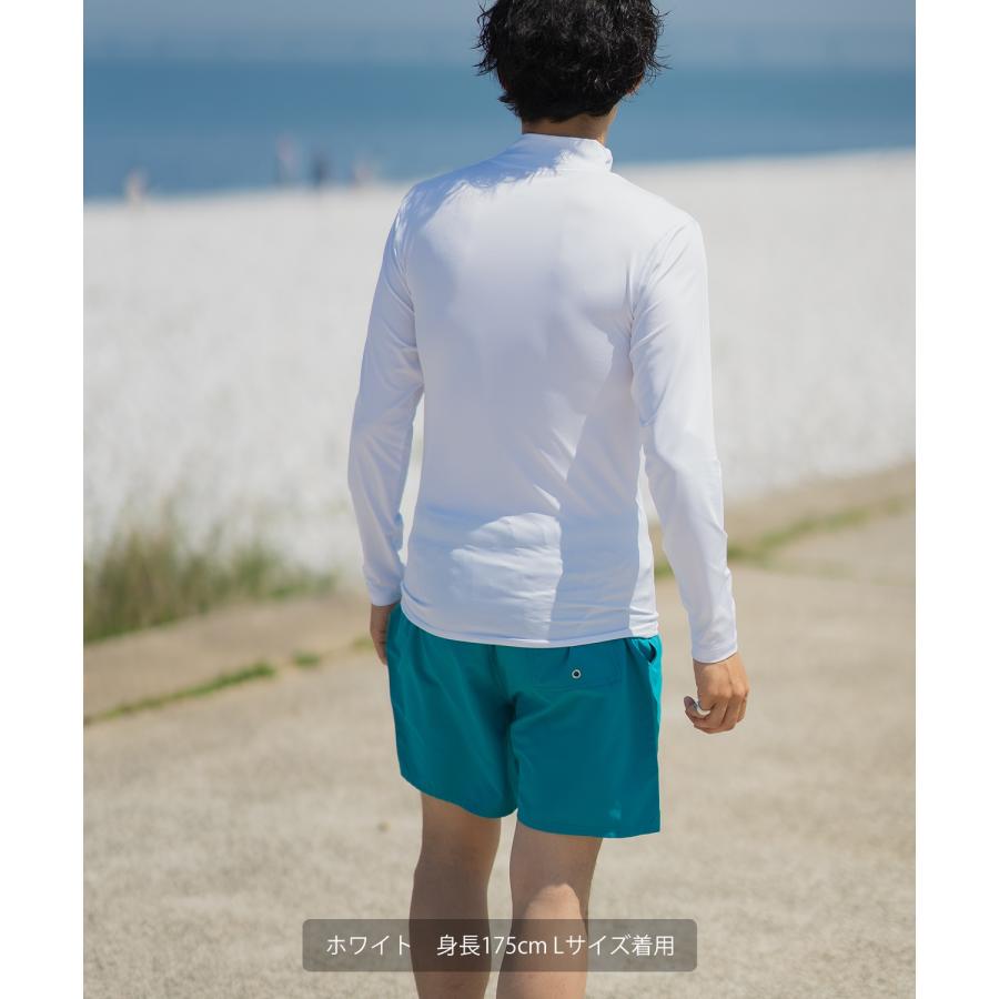 ラッシュガード メンズ 長袖 Tシャツ モックネック 水着 海水浴  アメカジ カジュアル サーフ サーファー ストリート 西海岸 大人カジュアル ホワイト ブラック | improves | 11